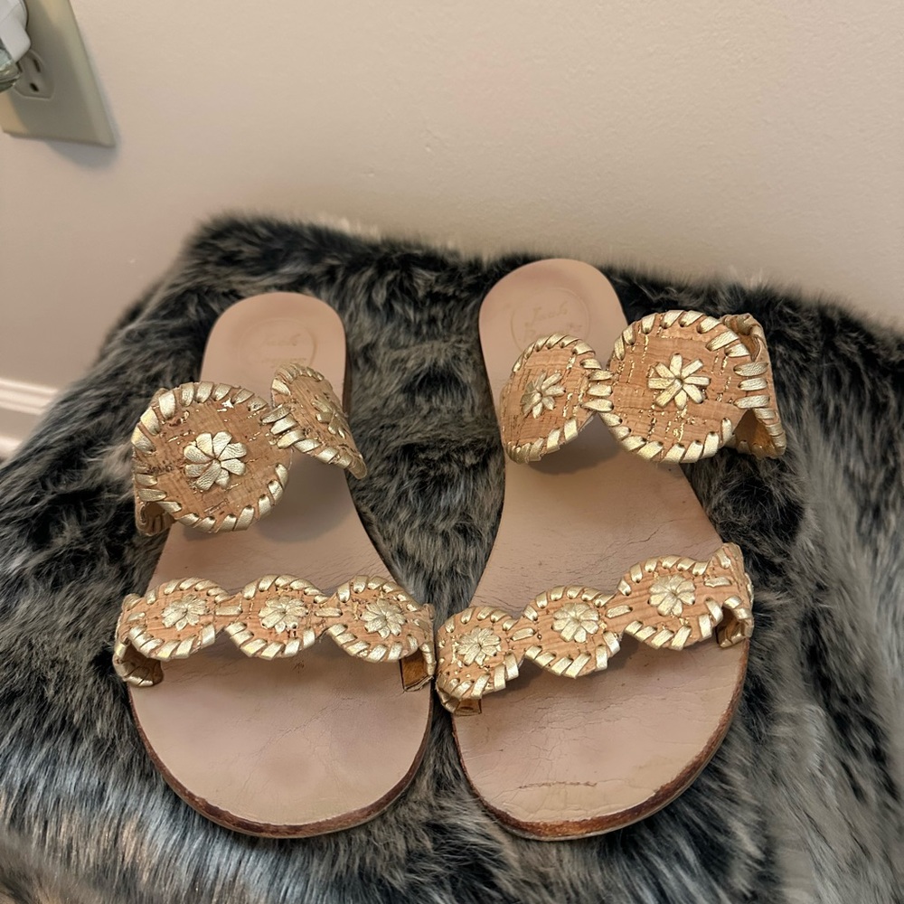 Jack Rogers Gold Embellished Women's Sandals Size 9.5 - Picture 2 of 6